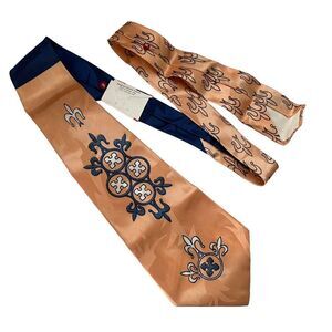 Vtg Rhynecliffe 1940s Mens Tie Swing Cravat Peach Blue Wide Rockabilly New w Tag